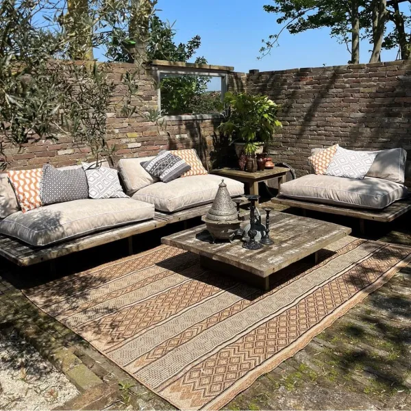 SALE Binnen en buitenkleed jute look (300cm x 240cm) kleed heeft kleine beschadiging (zie foto)