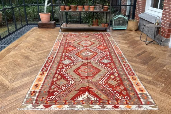 Kelim loper authentiek, handgeweven in Kayserie (Turkije) 15318 336cm x 155cm