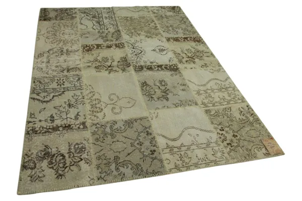 SALE patchwork vloerkleed beige 241cm x 177cm