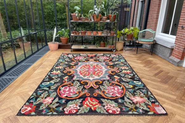 Gereserveerd Rozenkelim authentiek, handgeweven in Moldavië 29699 313cm x 193cm