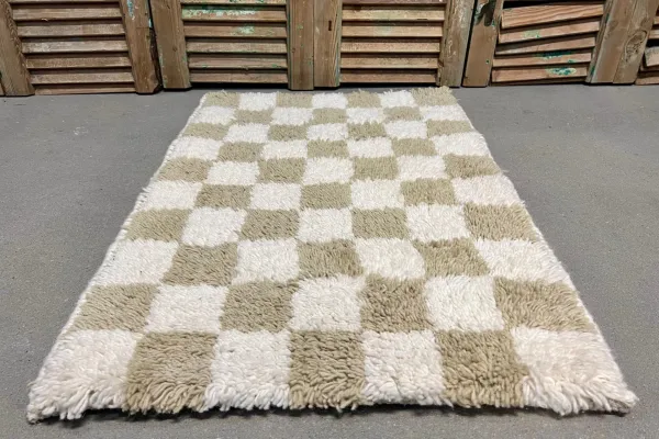 Sample sale berber vloerkleed groen 85cm x 60cm gemaakt van wol