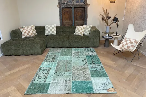 SALE patchwork vloerkleed groen nr.20765 230cm x 161cm 