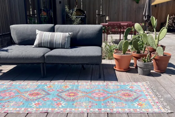 Buitenkleed rozenkelim loper 6680 240cm x 80cm gemaakt van PET Flessen
