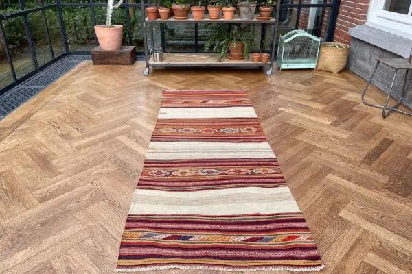 Kelim loper authentiek, handgeweven in Fethiye (Anatolië) 15281 228cm x 89cm