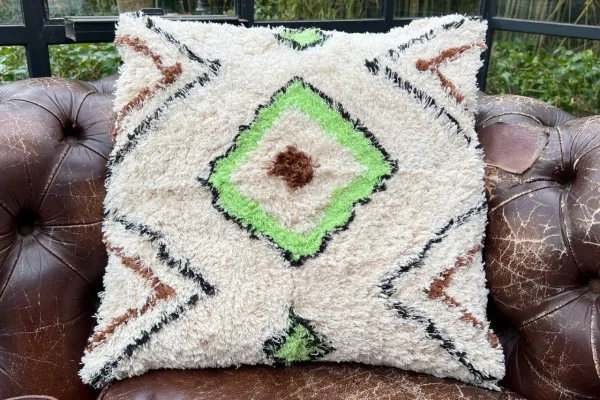 Laatste Berber kussen van katoen groen 50cm x 50cm, incl. vulling