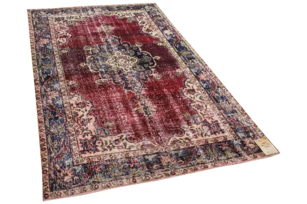 vintage vloerkleed met rood 19261 263cm x 152cm