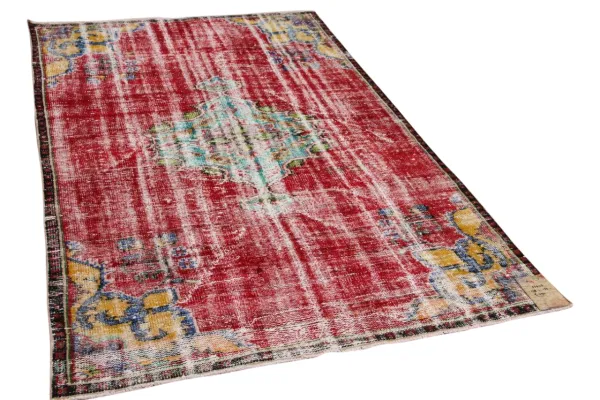 SALE Vintage vloerkleed rood nr:23545 238cm x 155cm