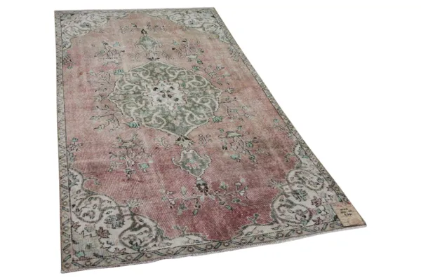 vintage vloerkleed roze, groen nr.25515 250cm x 135cm