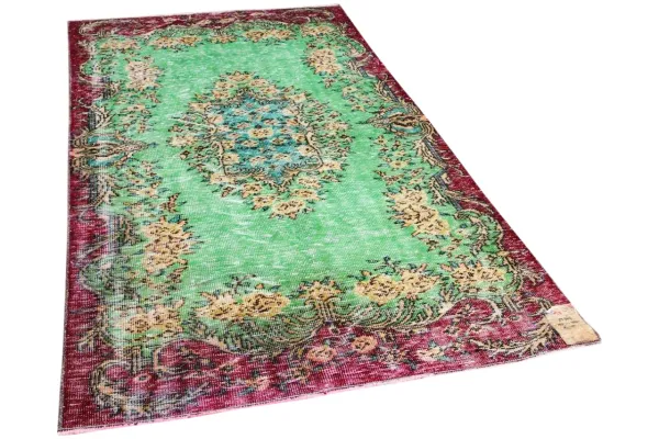 vintage vloerkleed groen, rood 25367 255cm x 150cm