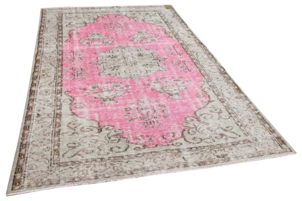 Vintage vloerkleed roze met beige 10315 273cm x 168cm