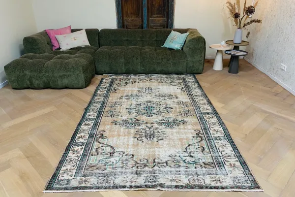 Vintage vloerkleed bruin 13004 263cm x 168cm  