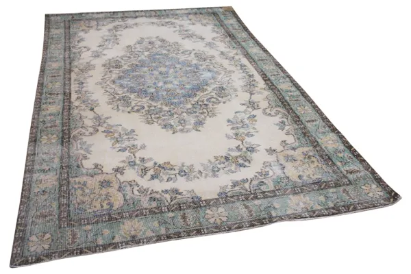 Vintage vloerkleed met groen en blauw 15243 316cm x 195cm