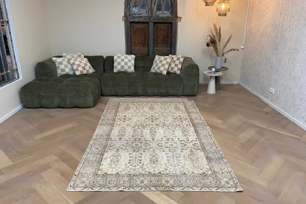 Vintage vloerkleed beige nr.17275 263cm x 165cm