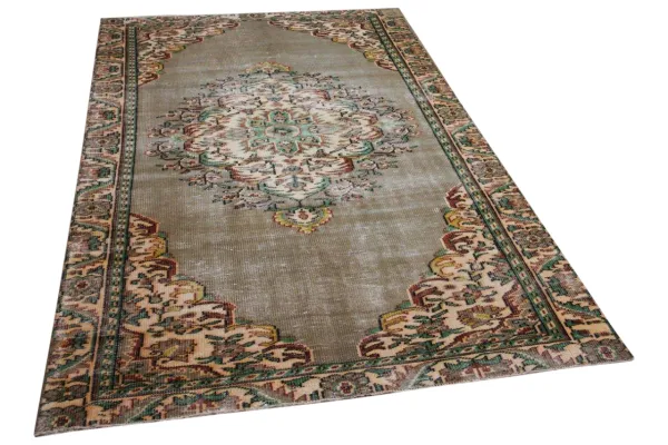 Vintage vloerkleed groen 27068 275cm x 159cm