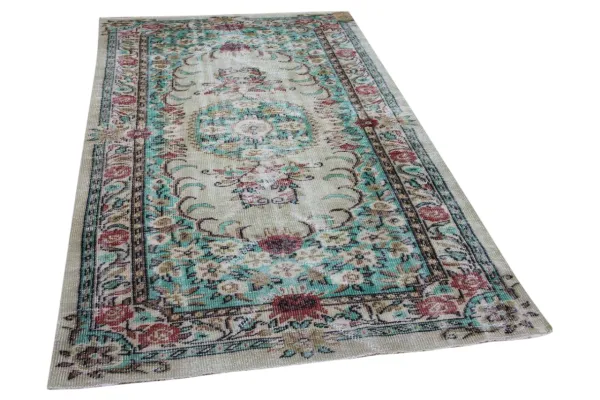 Vintage vloerkleed met groen 34451 265cm x 148cm