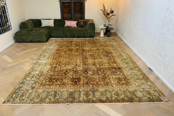 Vintage perzisch kirman vloerkleed 64398 396cm x 290cm