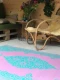 Buitenkleed groen roze van gerecycled gevlochten kunststof 180cm x 120cm