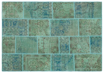 patchwork vloerkleed groen, blauw nr.24984 230cm x 160cm 
