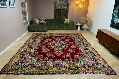 Vintage kirman vloerkleed rood, blauw 15062 402cm x 307cm