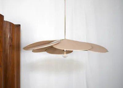 George Original lamp, kleur;  nude materiaal; rotan en messing met stof  