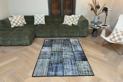 sale patchwork vloerkleed zwart nr.35389 180cm x 120cm