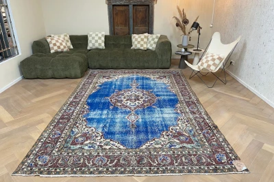 Vintage vloerkleed blauw, rood nr.92873 327cm x 217cm 
