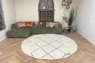 Rond beni ouarain vloerkleed 250cm doorsnee