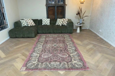 Vintage vloerkleed roze nr 19276 290cm x 171cm