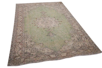 Vintage vloerkleed beige met groen 7240 256cm x 167cm